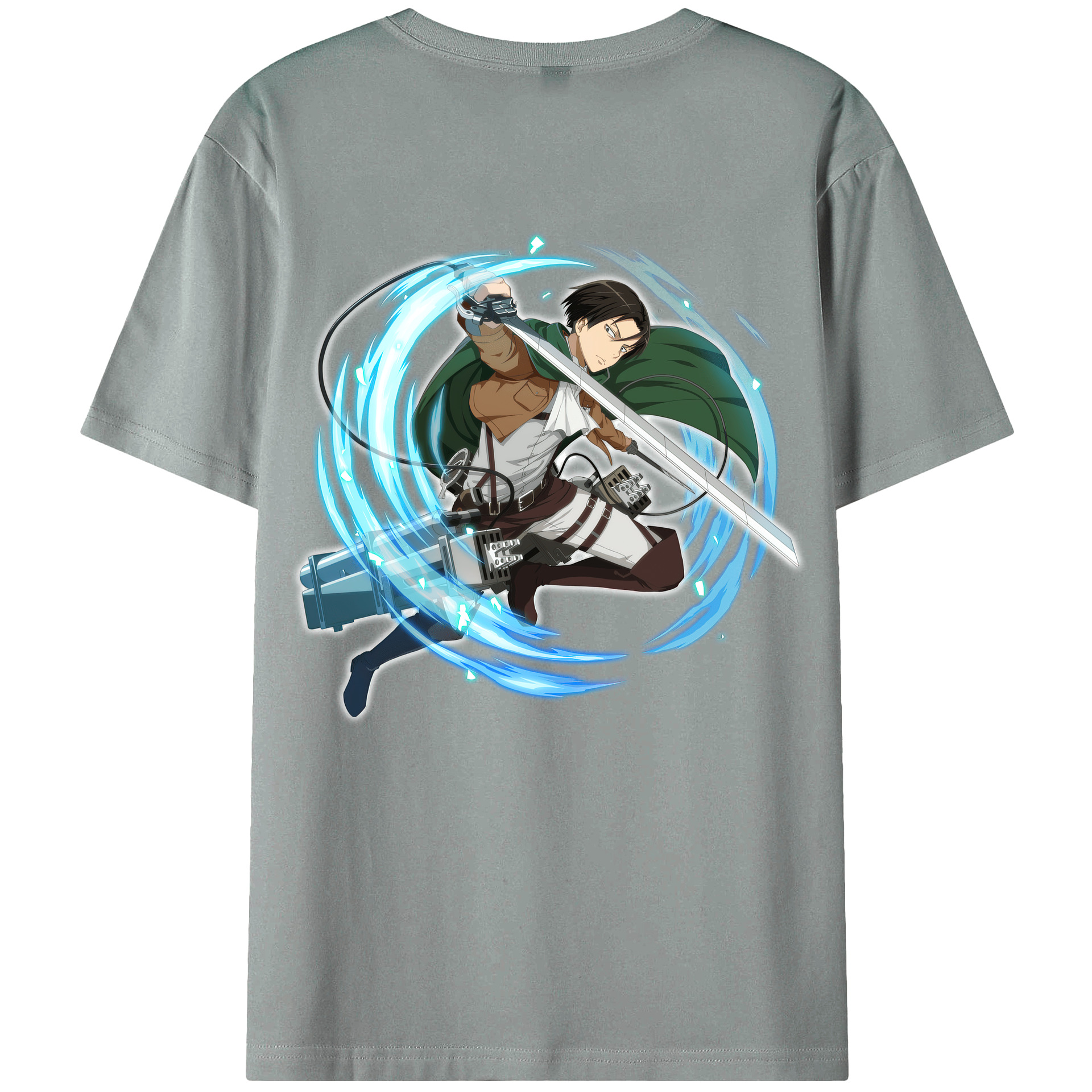 （画像用） 進撃の巨人 リヴァイ·アッカーマン Attack on Titan Levi Ackerman 綿100％ メンズ半袖Tシャツ（バックプリント） 通気性